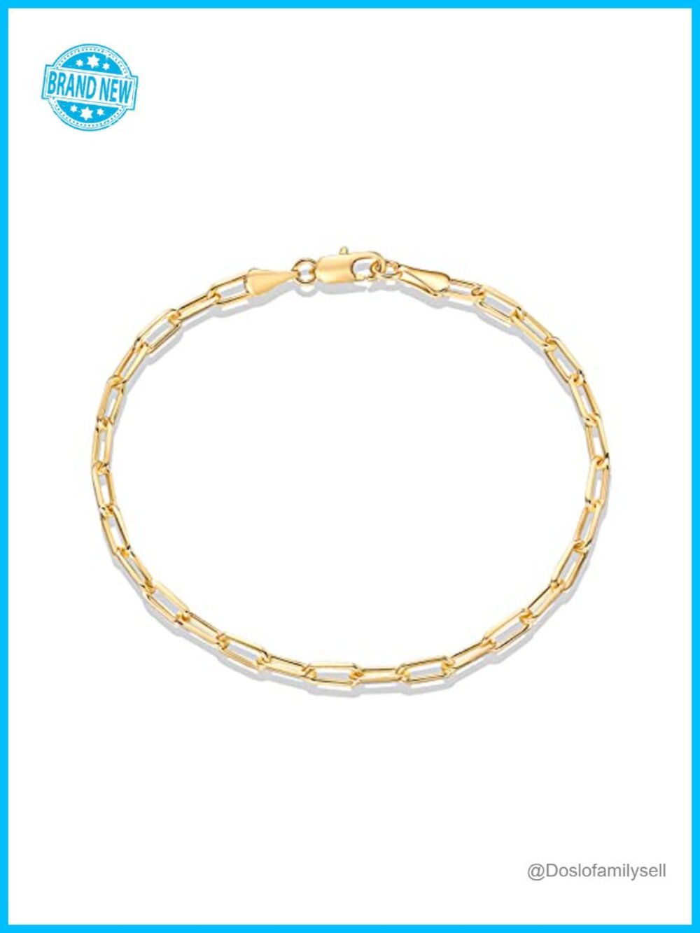 3.6mm Paperclip Chain Adjustable Bracelet with Lobster Clasp
